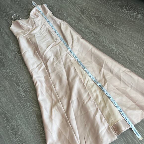 Alfred Sung Dress Size 14 Twill Trumpet Front Slit Cameo D758 - Picture 11 of 16